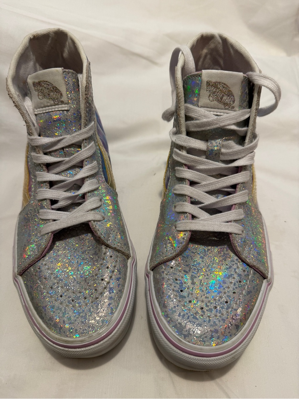 Vans Iridescent Silver Holographic High-Top Sneakers